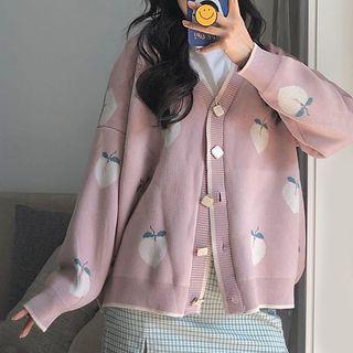 Peach Print Cardigan As Shown In Figure - One Size
