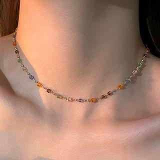 Faux Crystal Alloy Choker Blue & Green & Orange - One Size