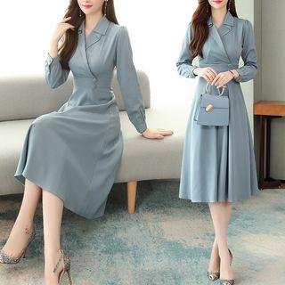 V-neck A-line Midi Skirt