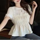 Mock Two-piece Panel Floral Short-sleeve Top