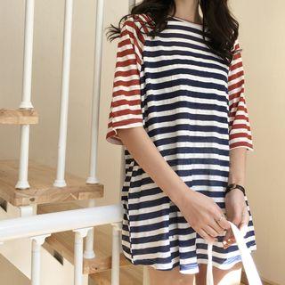 Stripe Raglan Short-sleeve T-shirt Dress
