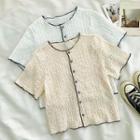 Perforated Single-breasted Short-sleeve Top