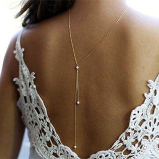 Faux Pearl Alloy Backdrop Necklace
