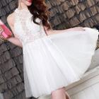 Embellished Sleeveless Mini Prom Dress