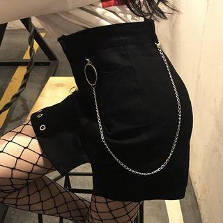 High Waist Mini Skirt With Chain