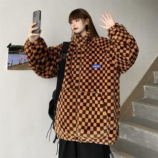 Checkered Zip-up Fleece Jacket