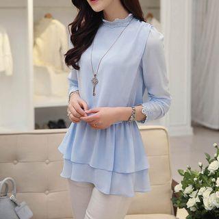 Frill Trim Chiffon Top