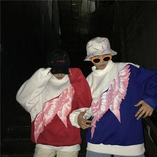 Couple Matching Printed Color Block Pullover