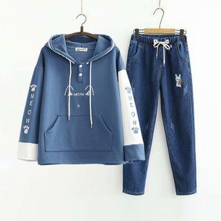 Set: Printed Hoodie + Harem Jeans