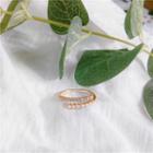 Rhinestone Faux Pearl Open Ring 341 - Ring - Gold - One Size