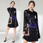 Long-sleeve Print Shirt Dress