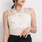 Sleeveless Tie-front Laced Blouse