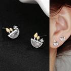 Rhinestone Alloy Earring 1 Pair - With Ear Nuts - Silver - One Size