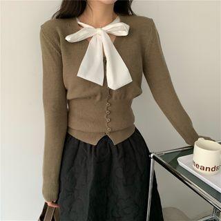 Bow Button-up Knit Top