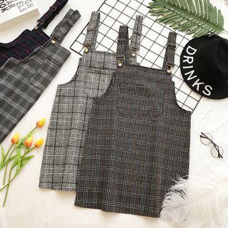 Check Loose-fit Woolen Jumper Dress