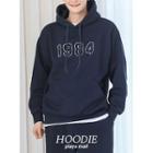 Boucl -trim Embroidered Hoodie