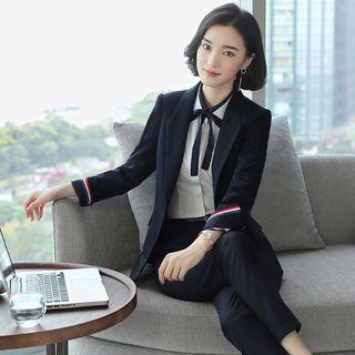 Tie-neck Shirt / Slim Fit Blazer / Pencil Skirt / Dress Pants / Set