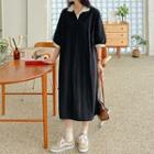 Plus Size Piped Long Polo Dress