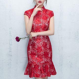 Cap Sleeve Lace Qipao