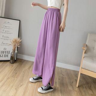 Slit-hem Straight Leg Chiffon Pants
