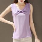 Bow Sleeveless Chiffon Top