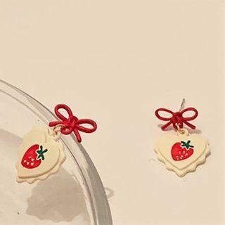 Strawberry Stud Earring 1 Pair - Red & White - One Size