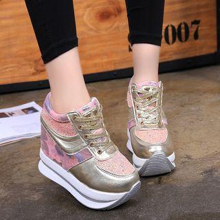 Camouflage Hidden Wedge Platform Sneakers