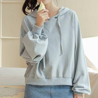 Puff Sleeve Plain Hoodie
