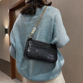 Chain Faux Pearl Zip Crossbody Bag