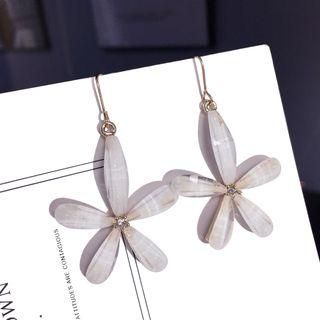 Rhinestone Flower Dangle Earring 1 Pair - White - One Size