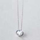 S925 Silver Rhinestone Oval Pendant Necklace