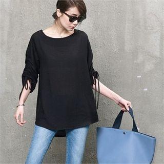 Drawcord Elbow-sleeve Top