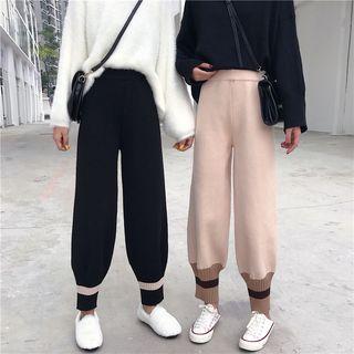 Knit Panel Wide-leg Pants