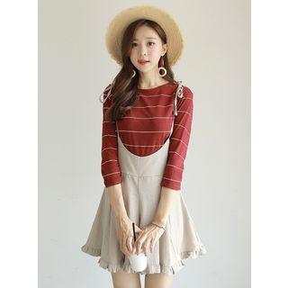 Spaghetti-strap Frill-hem Linen Blend Playsuit