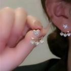 Rhinestone Heart Stud Earring 1 Pair - F288 - Silver - One Size