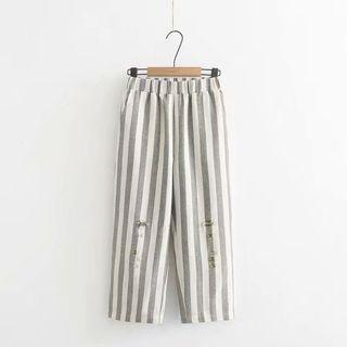 Ripped Striped Wide Leg Pants