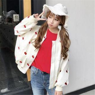 Cherry Embroidered Bomber Jacket