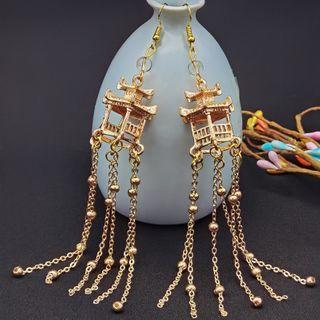 Retro Alloy Fringed Earring T12 - 1 Pair - Gold - One Size