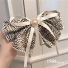 Bow Hair Clip Leopard - Almond & Black & White - One Size
