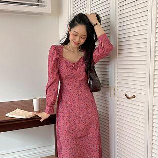 Floral Crepe Long Dress