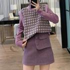 Turtleneck Knit Top / Sweater Vest / Skirt