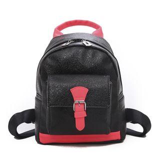 Two Tone Glitter Faux Leather Backpack
