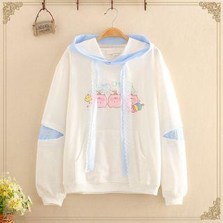 Pig Print Color-block Hoodie