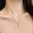 Cz Ribbon Alloy Necklace Gold - One Size