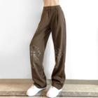 Cross Print High-waist Wide-leg Pants