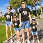 Family Matching Short-sleeve Elephant Print T-shirt / Denim Shorts / Set
