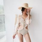 Lace-sleeve Cutout Swimsuit