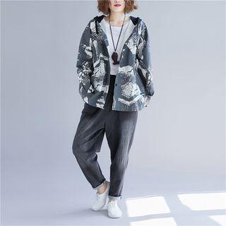 Patterned Hooded Shirt