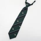 Striped Emblem No Tie Neck Tie Dark Green - One Size