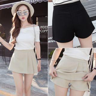 Plain Asymmetric Pleated Skort